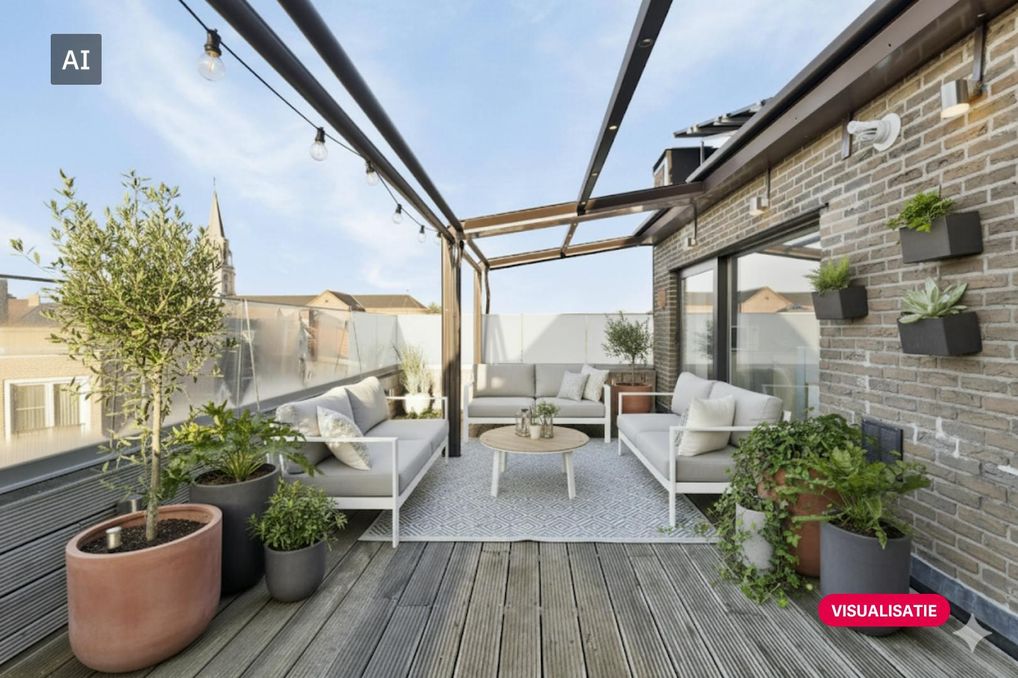 Rooftop studio (47m²) with 2 terraces for sale in Roeselare.