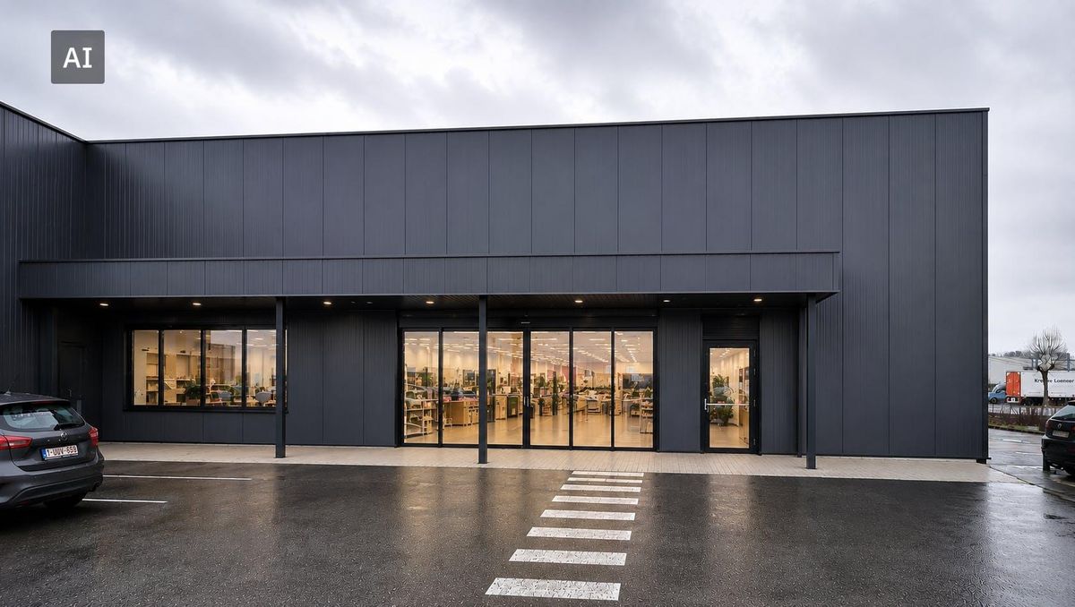 Ruim handelspand (875 m²) te huur aan Zelebaan te Lokeren
